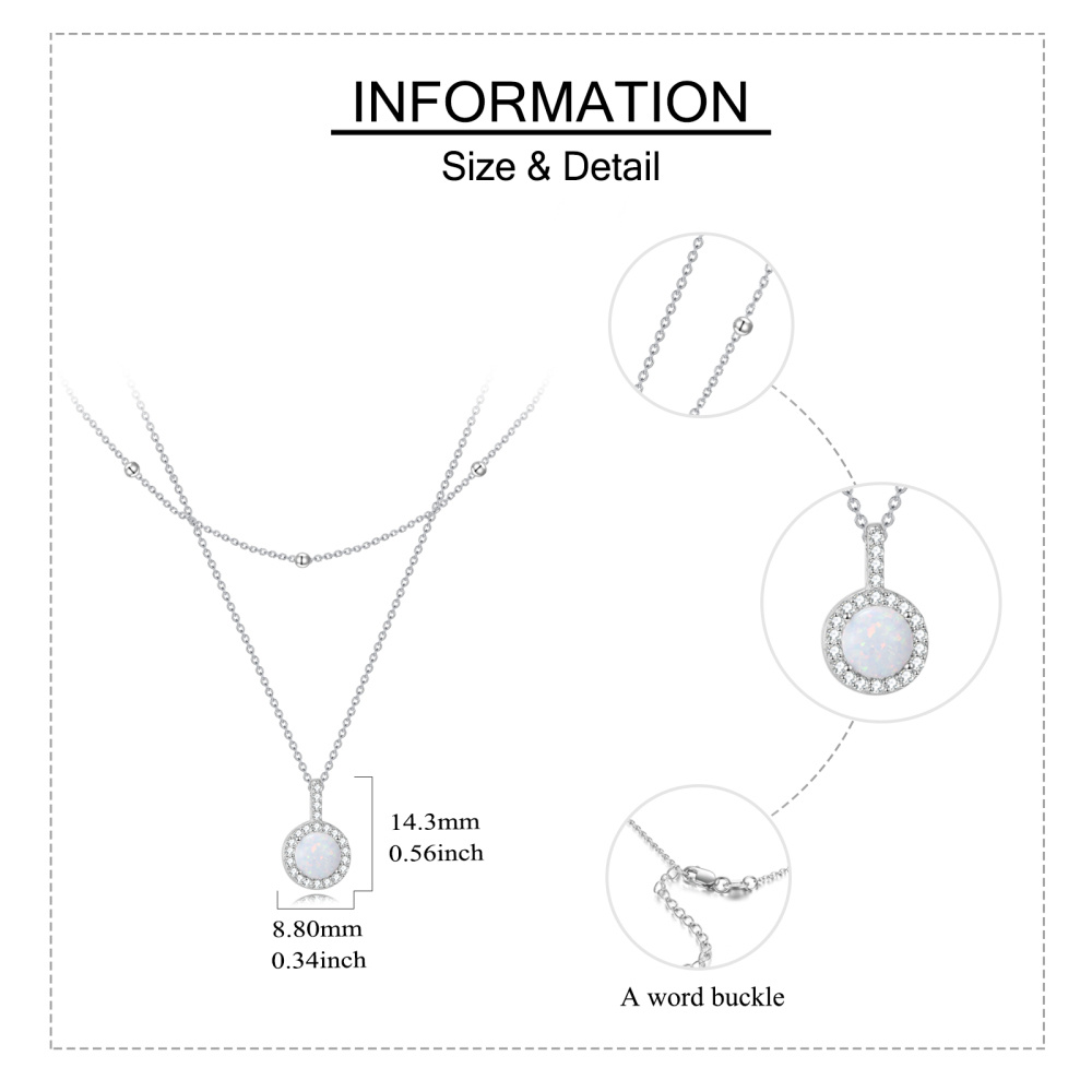 Collier rond en argent sterling avec zircons cubiques et opale pour femme-5
