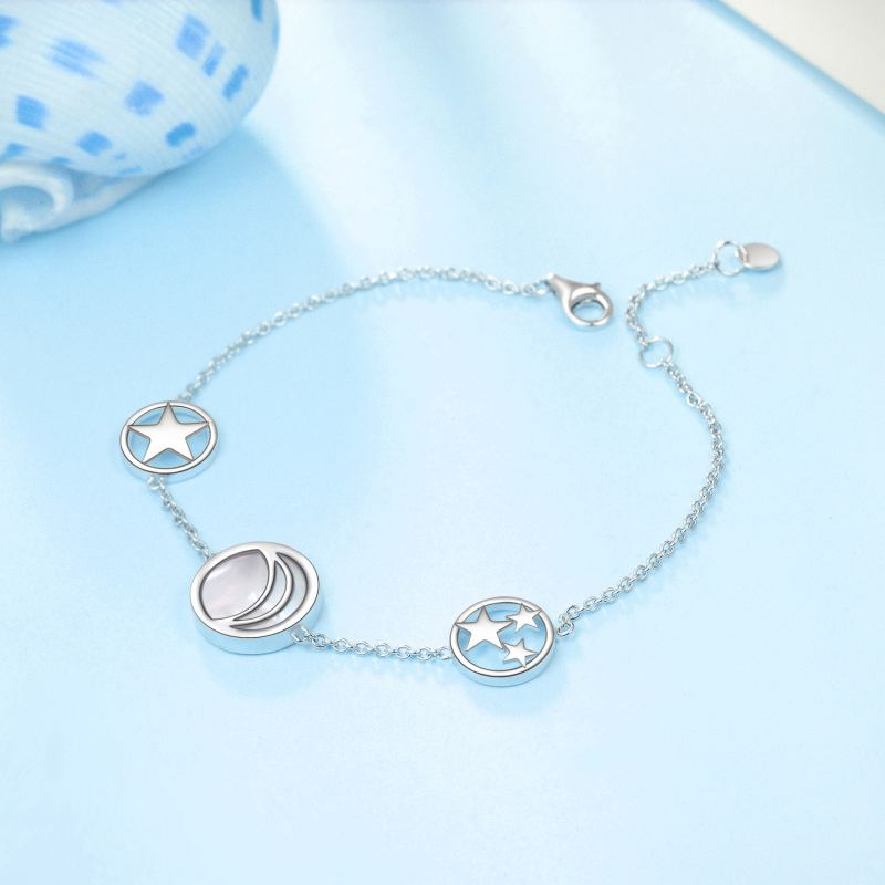 Pulsera Colgante Luna Ópalo Redondo Plata de Ley-3