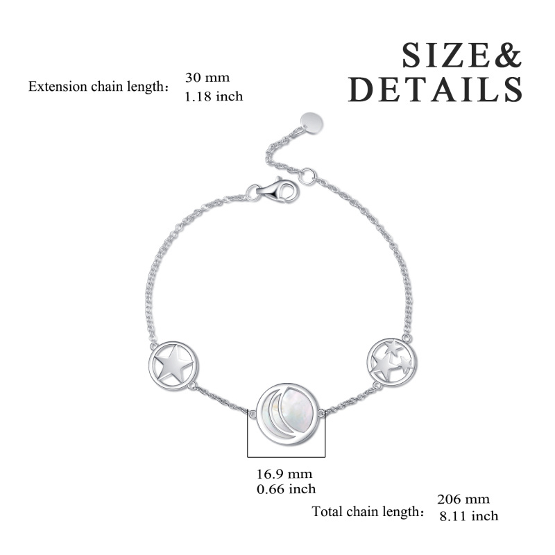 Pulsera Colgante Luna Ópalo Redondo Plata de Ley-5