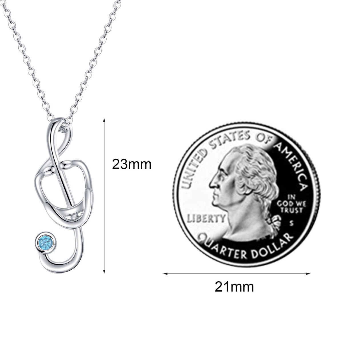 Collana con ciondolo a forma di stetoscopio in argento sterling con opale rotondo-6