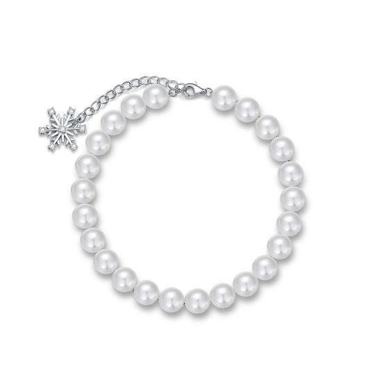 Bracciale da donna con perline rotonde in argento sterling