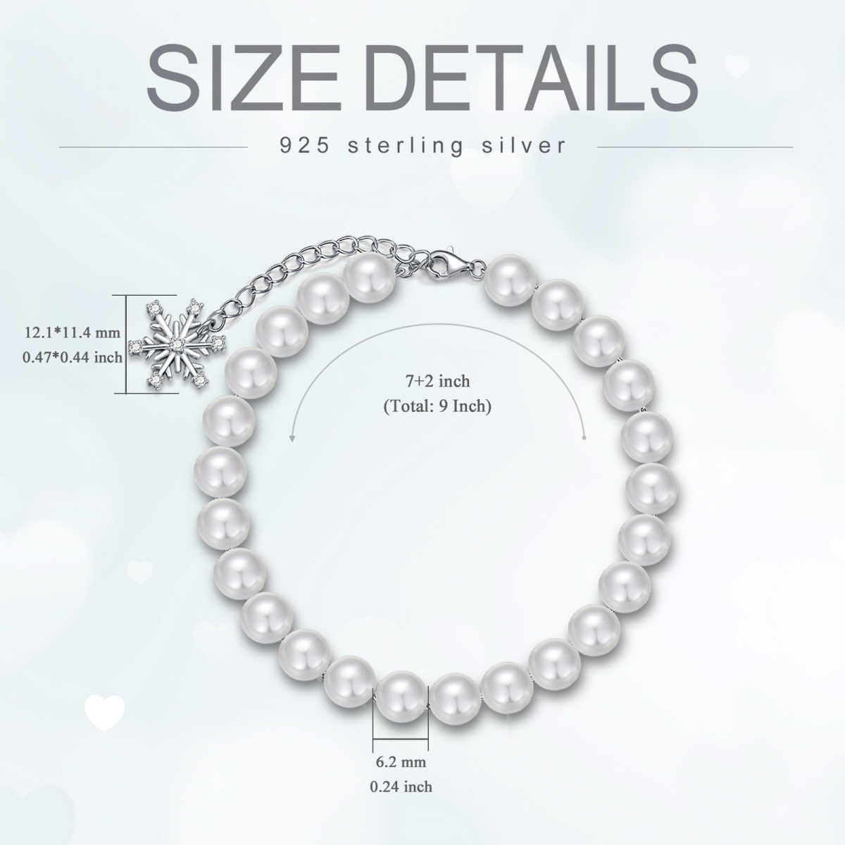 Sterling Silver Round Pearl Beads Bracelet For Women-3