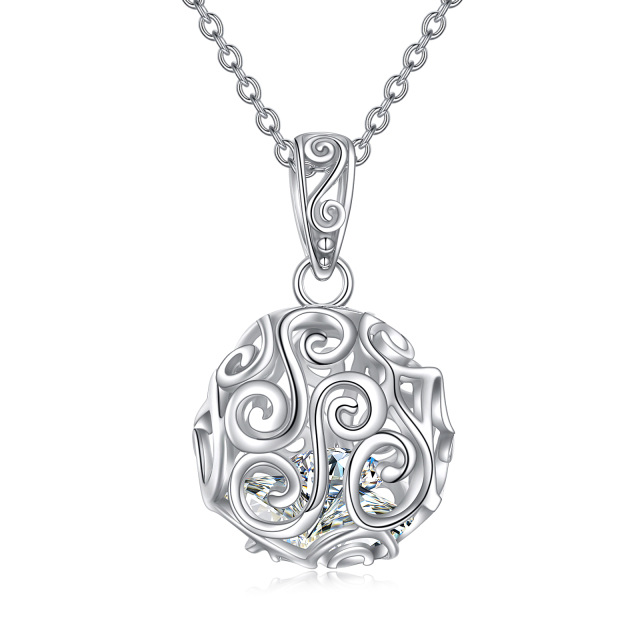 Sterling Silver Round Pendant Necklace-1