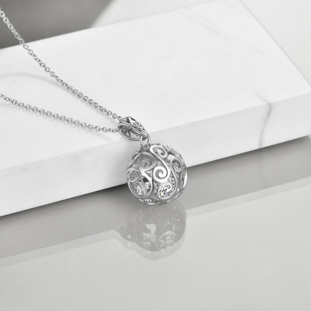 Sterling Silver Round Pendant Necklace-4