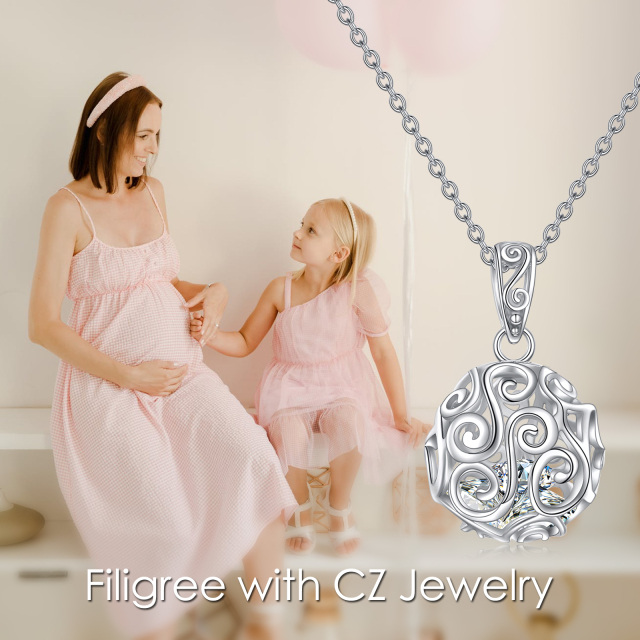 Collana con ciondolo rotondo in argento sterling-6