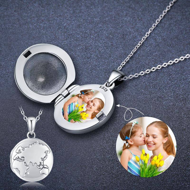 Collana con medaglione personalizzato rotondo in argento sterling-5