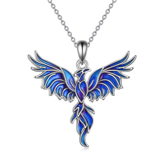 Sterling Silver Round Phoenix Crystal Pendant Necklace-14