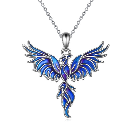 Collana con ciondolo di cristallo Phoenix rotonda in argento sterling