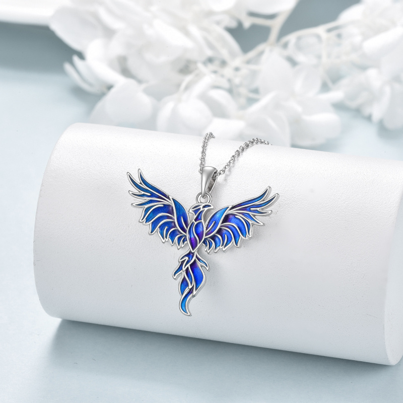 Collier pendentif rond en argent sterling avec cristal de phénix-3