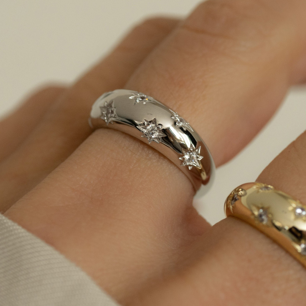 Sterling Silver Cubic Zirconia Round Ring-2