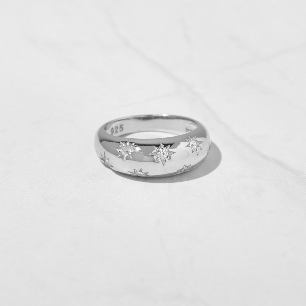 Sterling Silver Cubic Zirconia Round Ring-3
