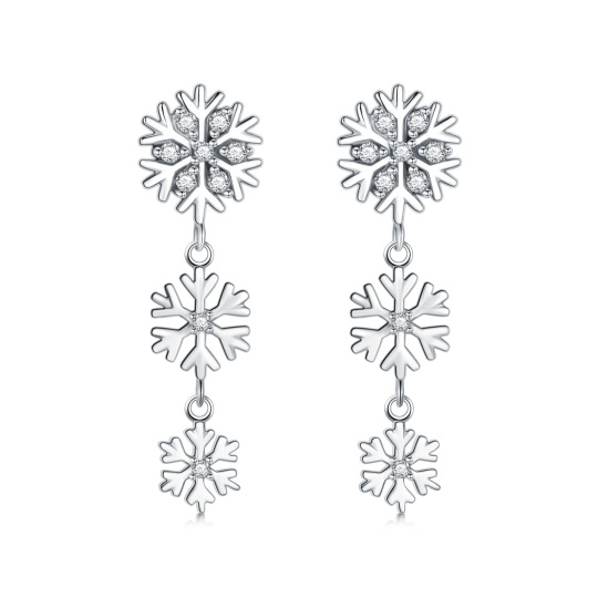 Orecchini a goccia con fiocco di neve in argento sterling con zirconi tondi