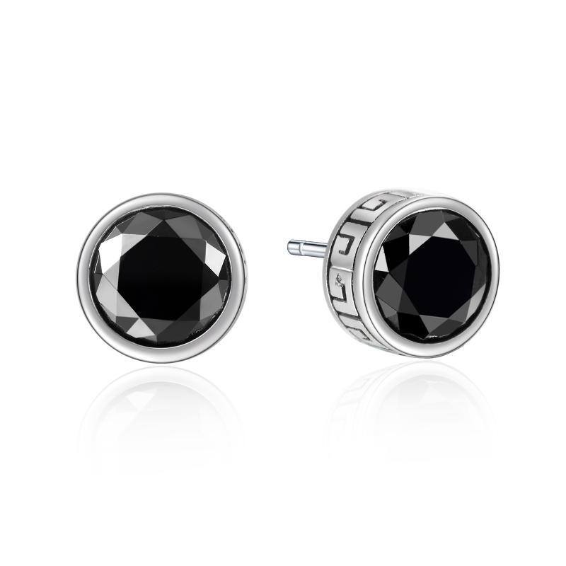 Sterling Silver Cubic Zirconia Round Stud Earrings-1