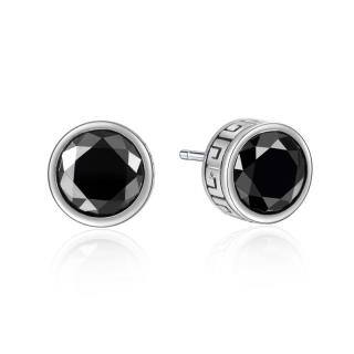 Sterling Silver Cubic Zirconia Round Stud Earrings-56