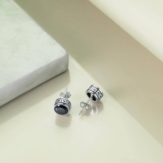 Sterling Silber Cubic Zirkonia Runde Ohrstecker-4