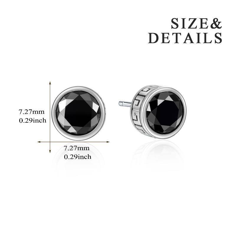 Sterling Silver Cubic Zirconia Round Stud Earrings-5