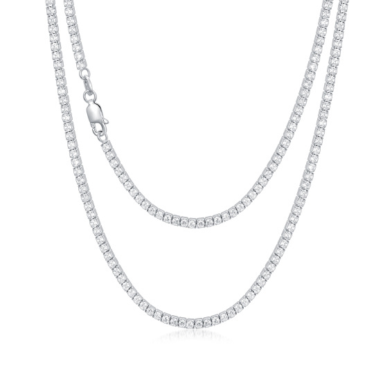 Collana con catena tennis in argento sterling con zirconi rotondi