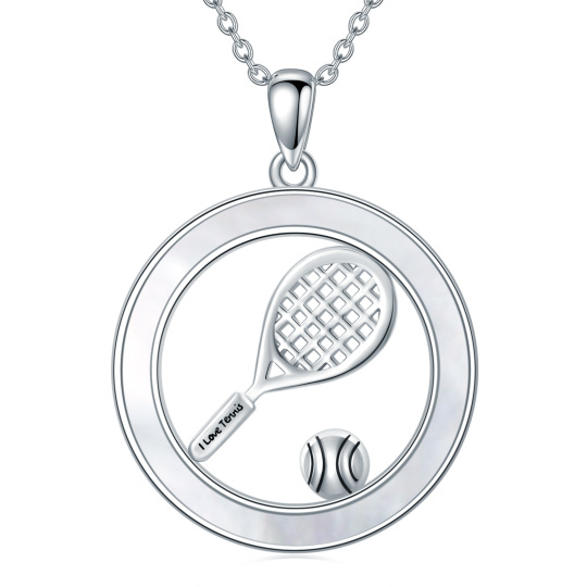 Collier en argent sterling avec pendentif tennis rond