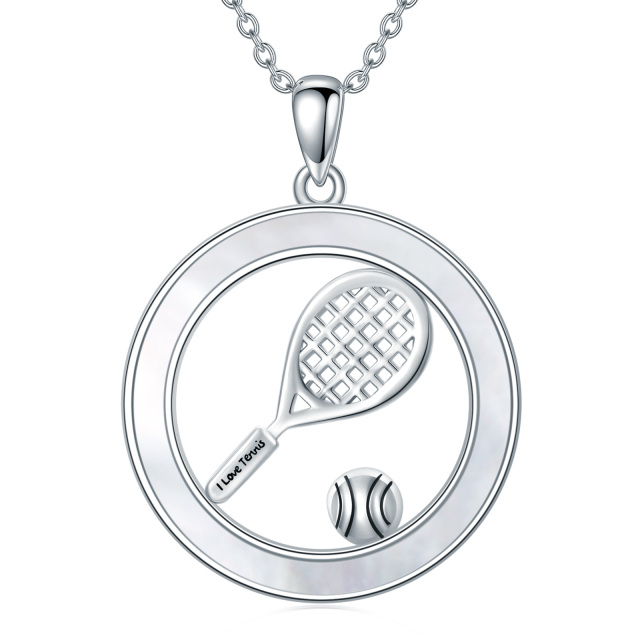 Sterling zilveren ronde tennis hanger ketting-1