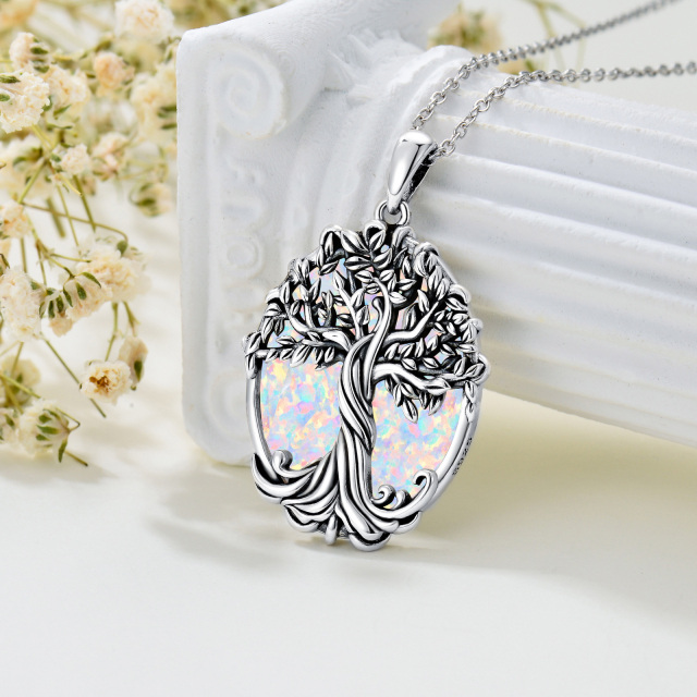 Collana con ciondolo di cristallo a forma di albero della vita in argento sterling-6