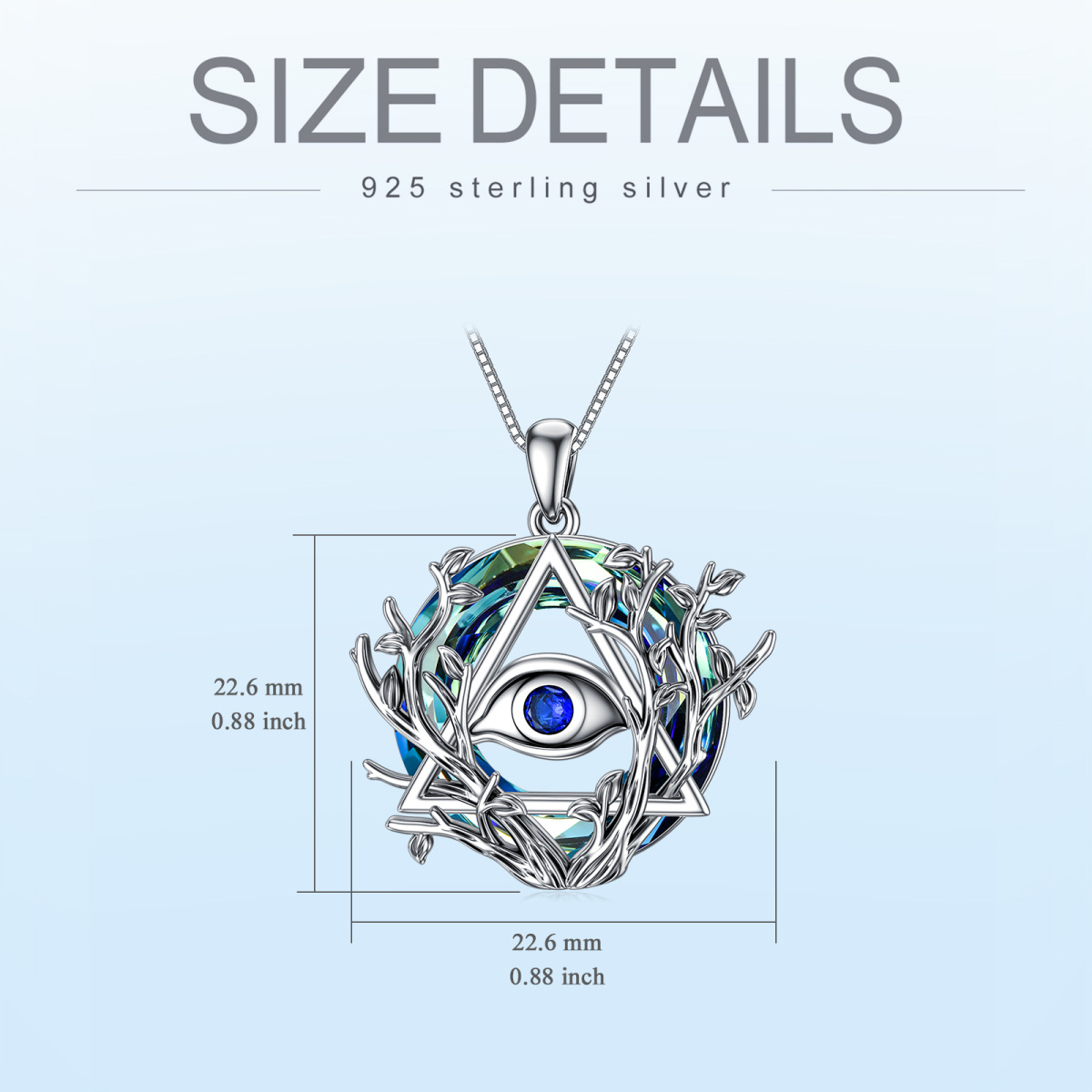 Collier en argent sterling avec pendentif en cristal arbre de vie et mauvais oeil-5