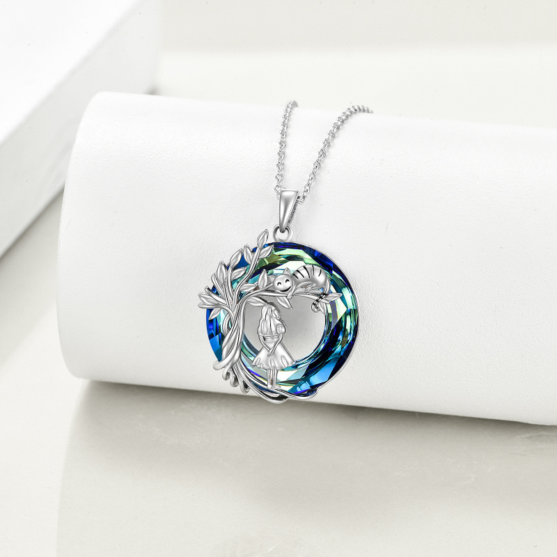 Collier en argent sterling avec pendentifs en cristal en forme d'arbre de vie (fille et chat)-5