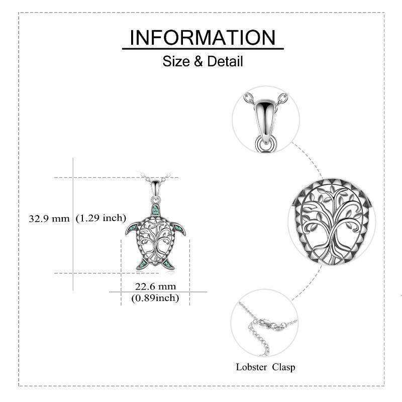 Halskette mit rundem Lebensbaum-Anhänger aus Sterlingsilber-5