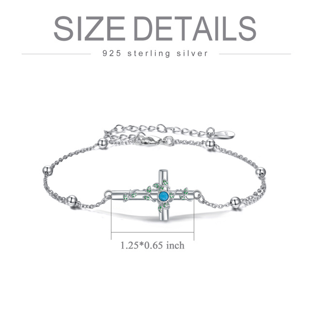 Bracciale con ciondolo a croce rotonda in turchese d'argento sterling-5