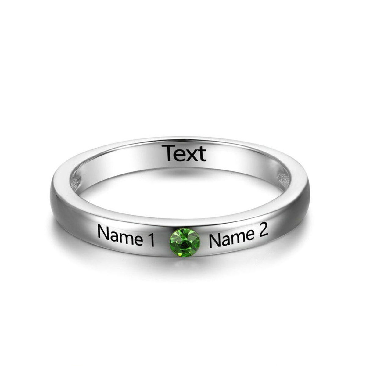 Sterling Silver Personalized Name Ring Custom Stackable Birthstone Band For Women-1