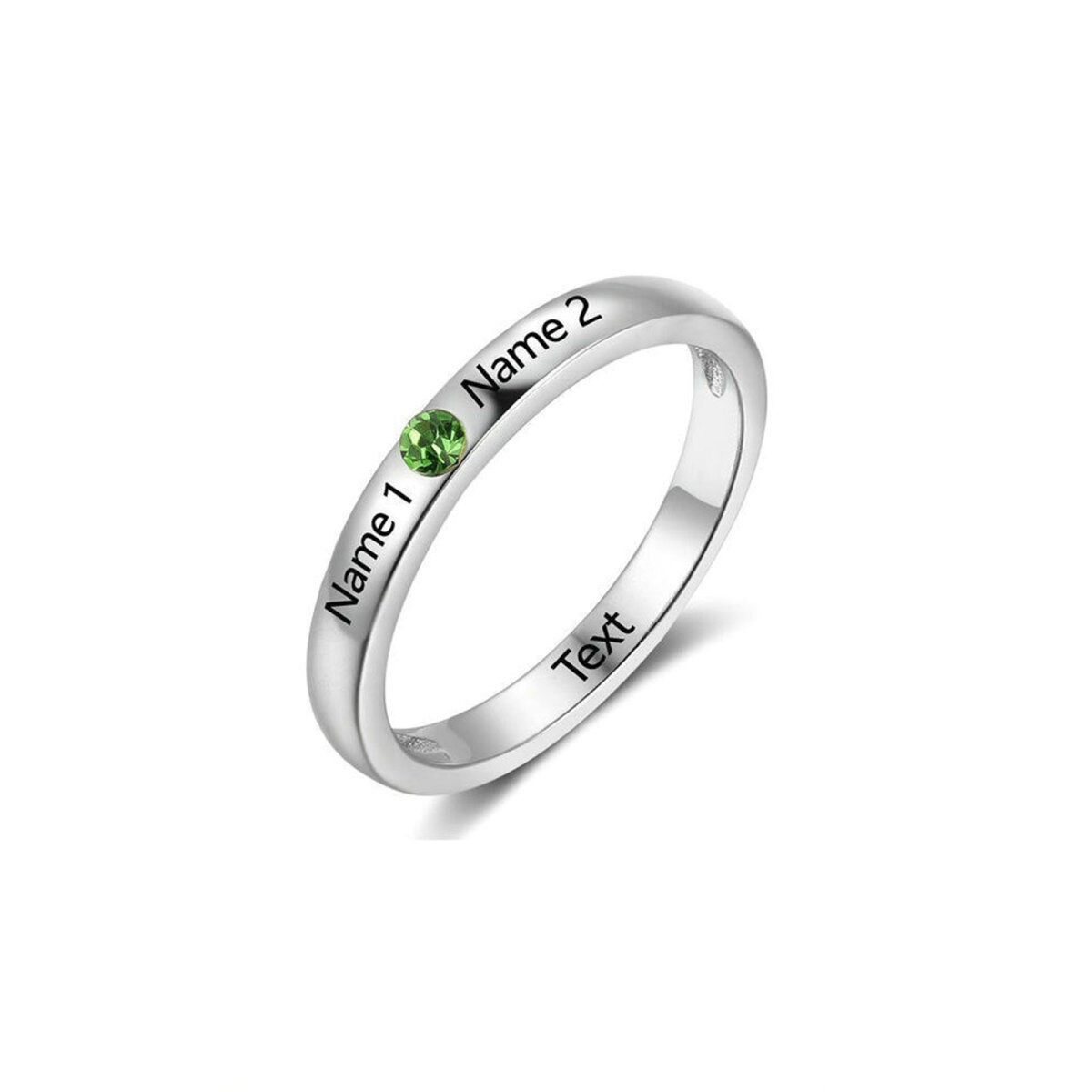 Sterling Silver Personalized Name Ring Custom Stackable Birthstone Band For Women-2