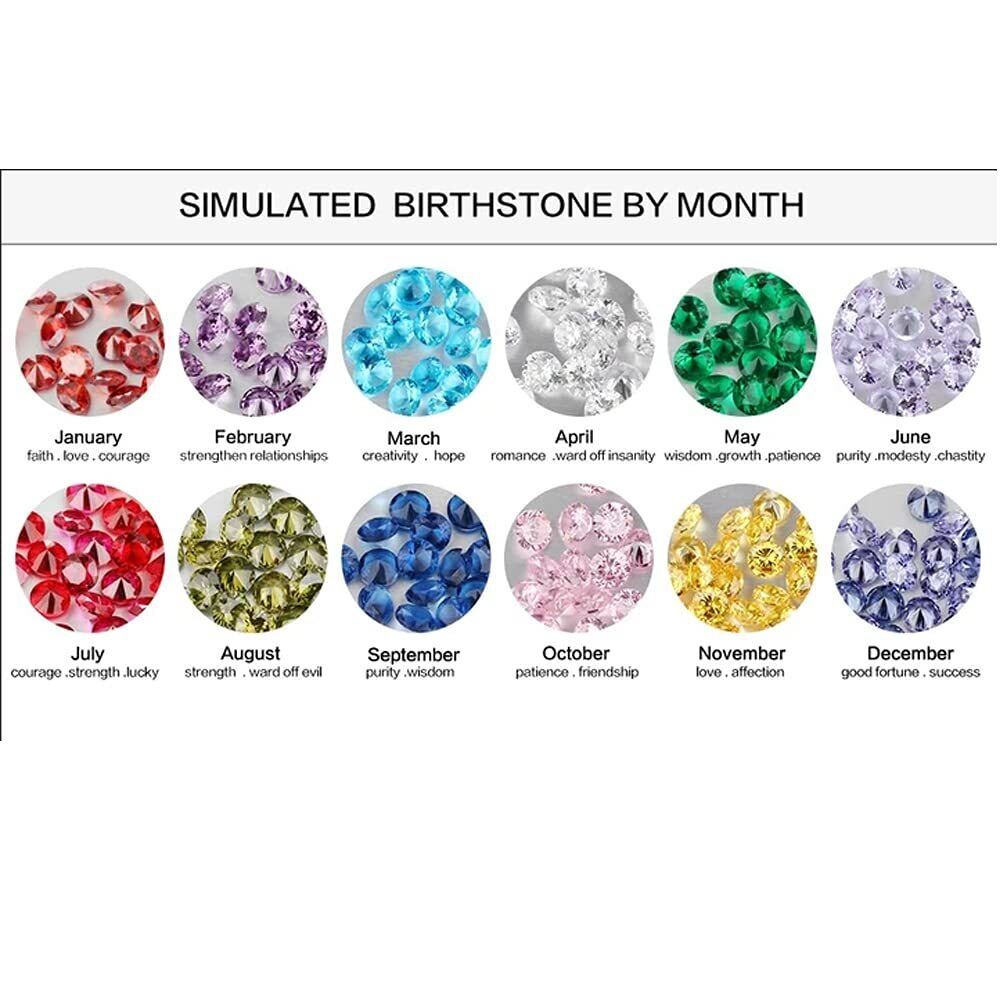 Sterling Silver Round Zircon Personalised Birthstone Engraving Ring For Women-4