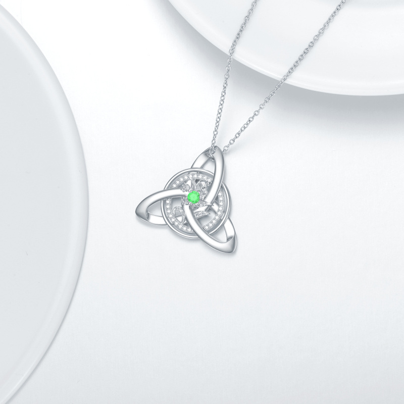 Collier en argent sterling avec pendentif nœud celtique en zircon rond-3