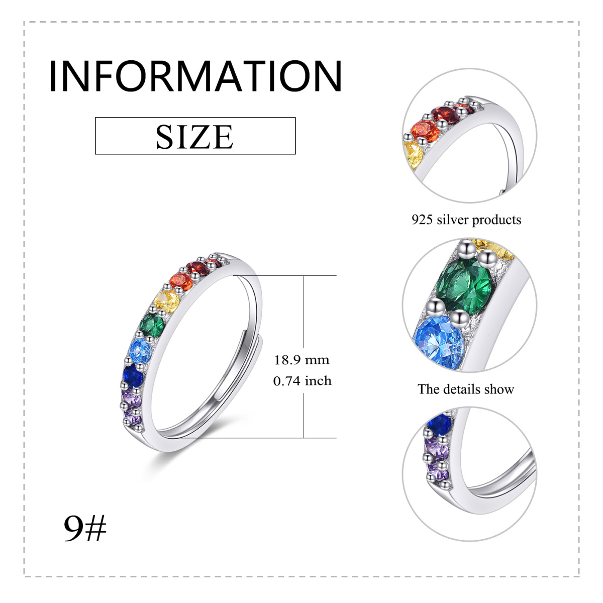 Bague en argent sterling avec zircon rond-5