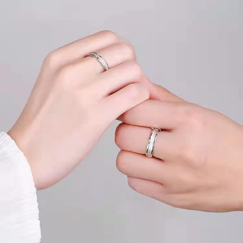 Conjunto de canal de prata esterlina bandas de moissanite conjunto de anel de promessa de casal-3