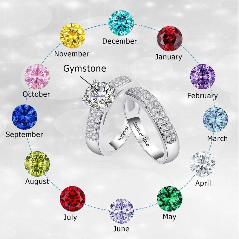 Anéis de casal de zircão redondo de prata esterlina para melhores amigas femininas-5