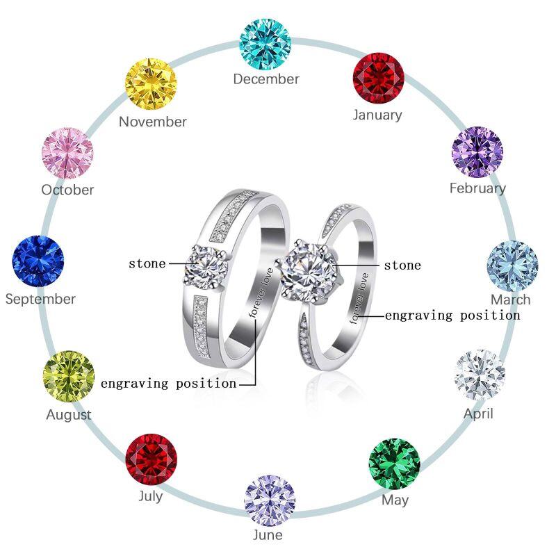 Bagues de couple en argent sterling avec zircon rond-5