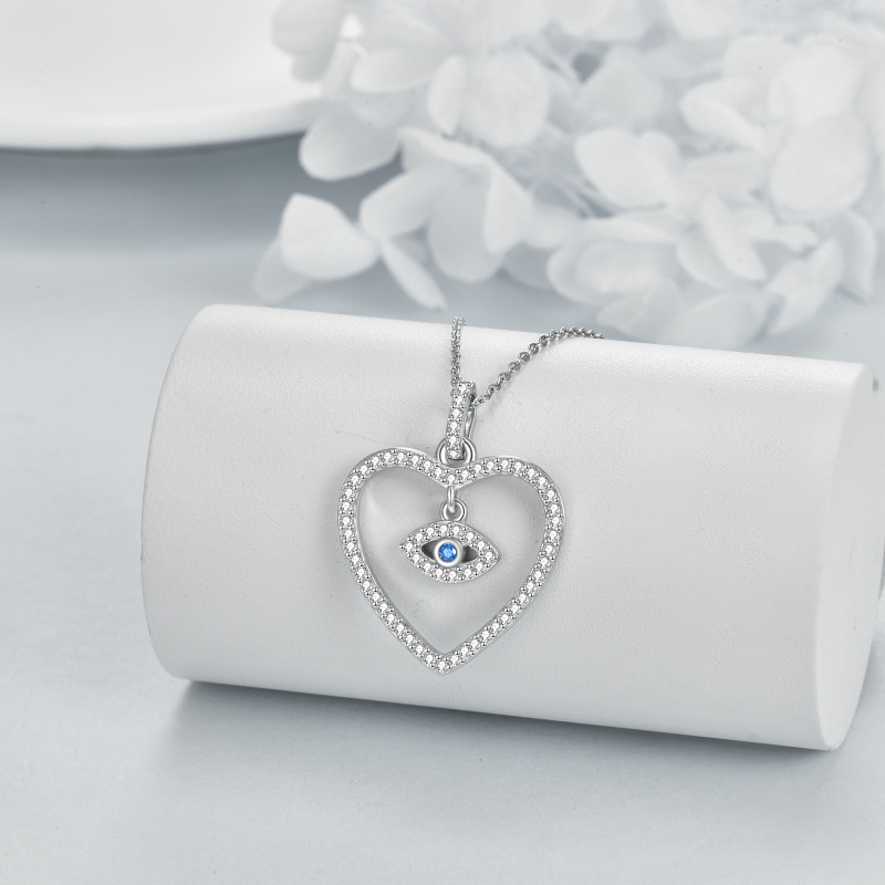 Collana con ciondolo a forma di occhio del diavolo con zircone rotondo in argento sterling-3