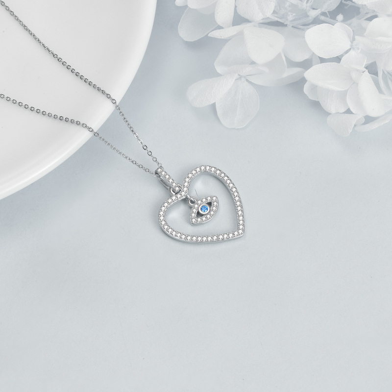 Collana con ciondolo a forma di occhio del diavolo con zircone rotondo in argento sterling-4