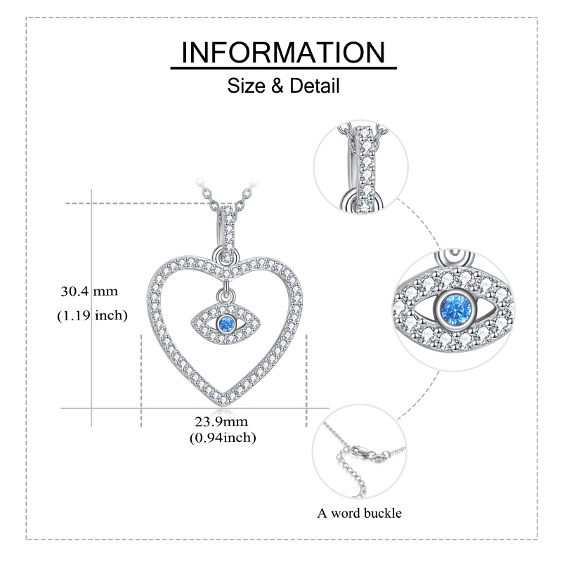 Collana con ciondolo a forma di occhio del diavolo con zircone rotondo in argento sterling-5
