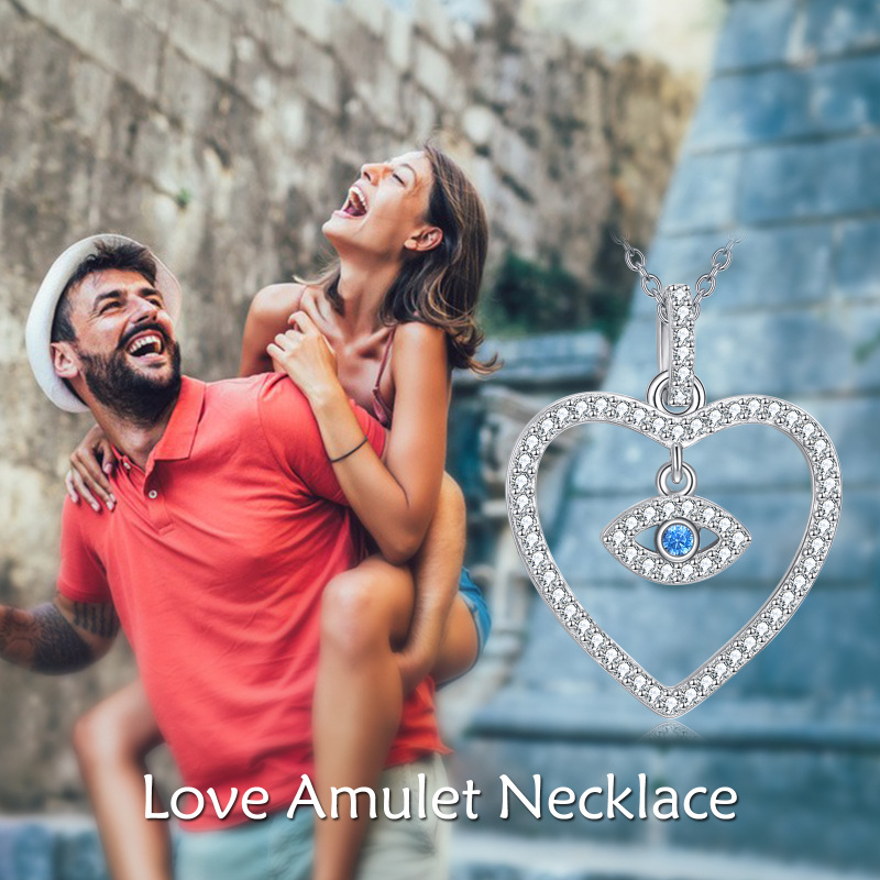 Collana con ciondolo a forma di occhio del diavolo con zircone rotondo in argento sterling-6