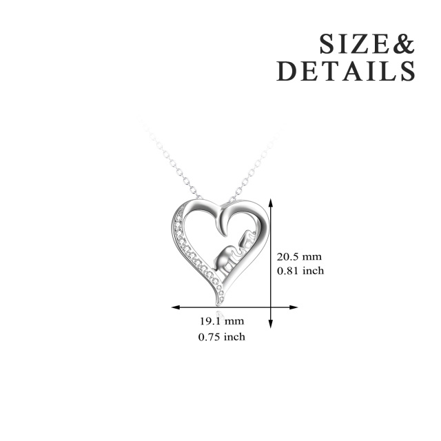 Halskette mit Elefantenherz-Anhänger aus Sterlingsilber mit rundem Zirkonia-5