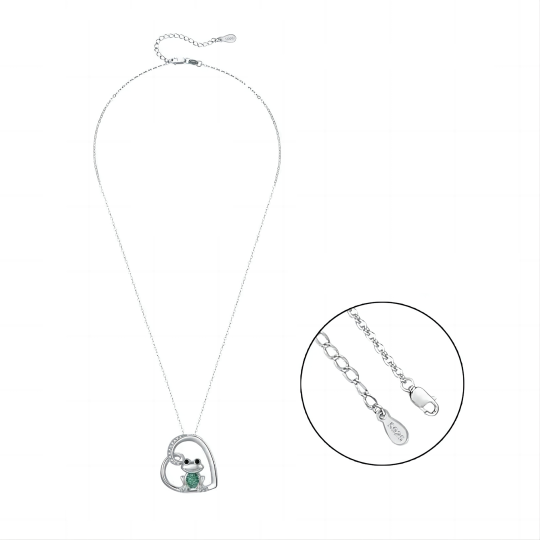 Collier en argent sterling avec pendentif grenouille en zircon rond