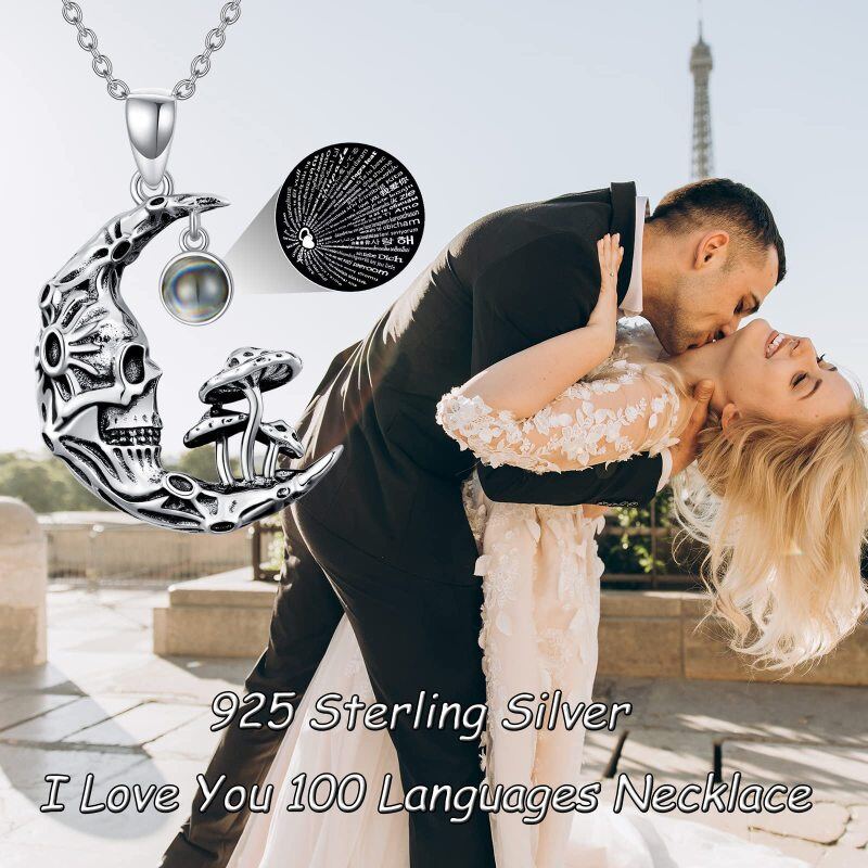 قلادة من الفضة الإسترلينية بتصميم فطر وهيكل عظمي دائري مرصع بالزركون-3