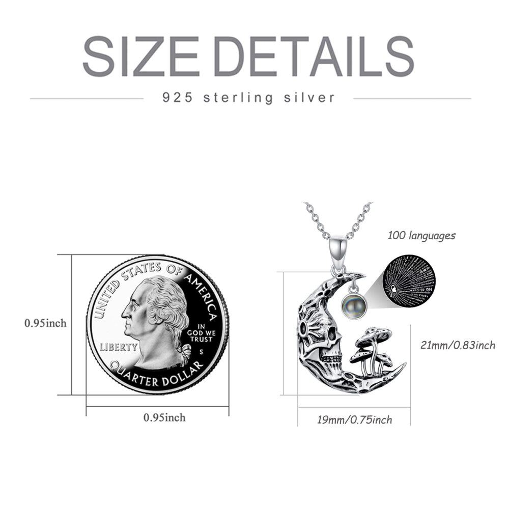 Sterling zilveren ronde zirkoon paddenstoel & skelet hanger ketting-4
