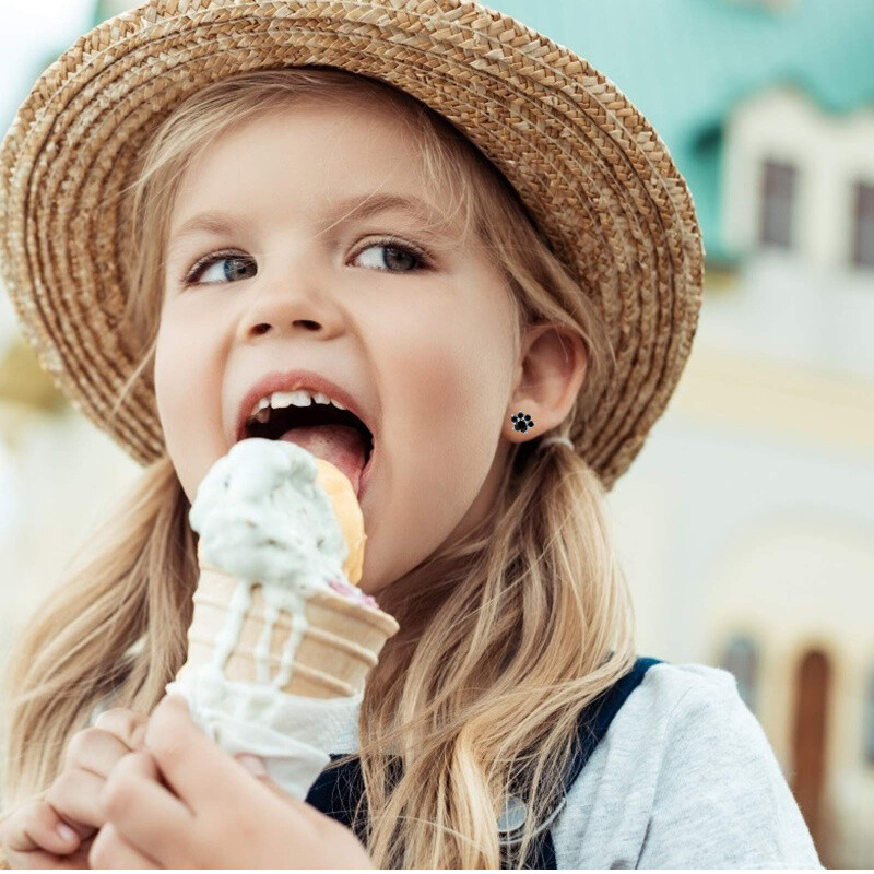 Brincos com estampa de pata para mulheres, brincos de prata 925 para cachorrinho e gato-3