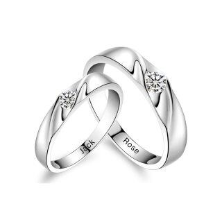 Sterling Silver Round Zircon Personalized Engraving & Couple Rings For Women-30