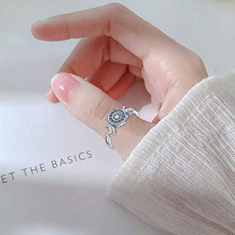 Anillo de timón con circonita cúbica en plata de ley-2