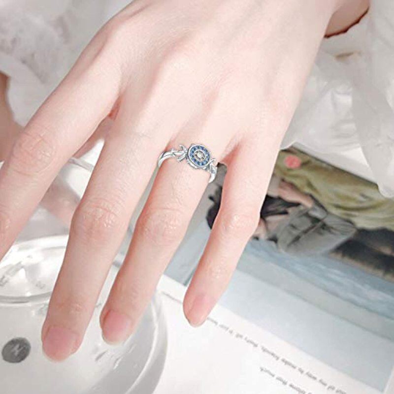 Anillo de timón con circonita cúbica en plata de ley-4