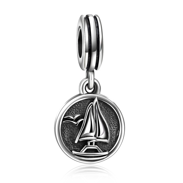 Charm a penzoloni con barca a vela in argento sterling-1