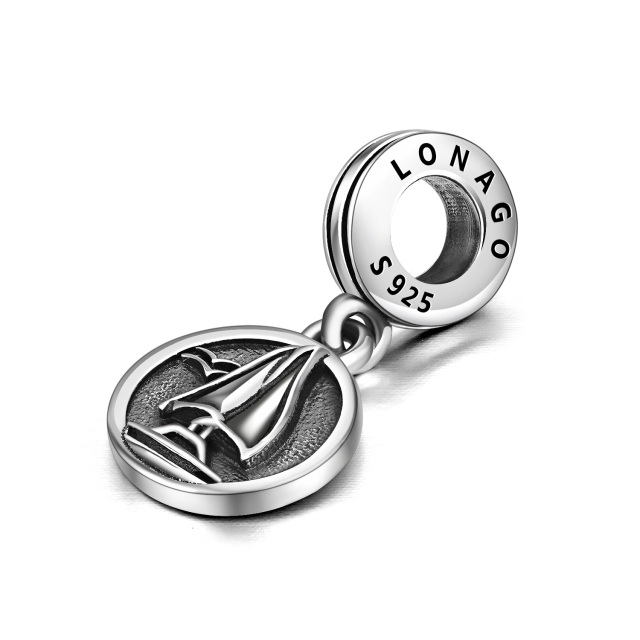 Charm a penzoloni con barca a vela in argento sterling-3